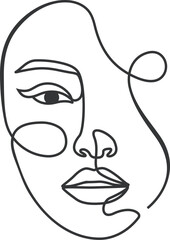 Women face single-line drawing. Female outline drawing. Feminine beauty salon line art and minimal illustration.