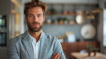 Fototapeta premium Man With Beard Standing in Room
