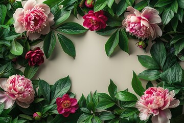 A beautiful bouquet of pink and green flowers is arranged in a circle - Powered by Adobe