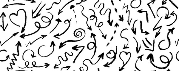 Hand drawn arrows seamless pattern. Creative abstract background. Vector illustration.