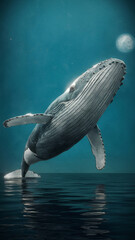 Whale Pod Play: A heartwarming image of a pod of whales interacting playfully in the ocean, their sleek bodies cutting through the water, demonstrating their social nature and bond.