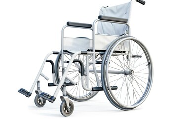 Fototapeta premium Wheel Chair. White Medical Equipment Isolated on Wheel Background