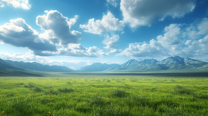 Fototapeta premium the nature grass and blue sky