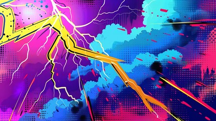 Comic abstract pop art background featuring a thunder illustration
