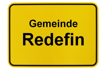 Illustration eines Ortsschildes der Gemeinde Redefin in Mecklenburg-Vorpommern