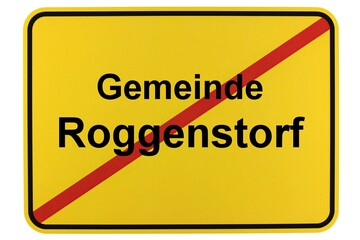 Illustration eines Ortsschildes der Gemeinde Roggenstorf in Mecklenburg-Vorpommern