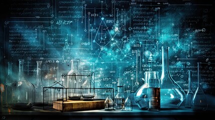 Formulas and graphs. Scientific abstract background