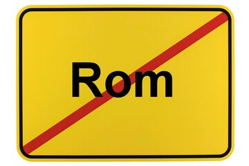 Illustration eines Ortsschildes der Gemeinde Rom in Mecklenburg-Vorpommern