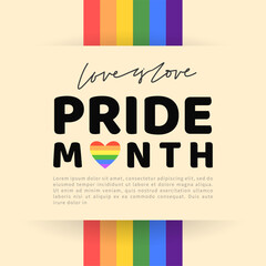 Obraz premium Pride month, LGBTQ+ flat style symbols with pride flags, gender signs, rainbow,LGBTQ pride community Symbols, Vector illustration EPS 10