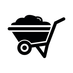 Wheelbarrow icon vector, dirt carrier icon vector, farming equipment icon, wheelbarrow silhouette vector illustration isolated on white background.