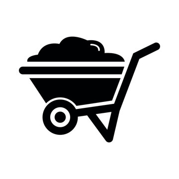 recommend clip art: Wheelbarrow icon vector, dirt carrier icon vector, farming equipment icon, wheelbarrow silhouette vector illustration isolated on white background.