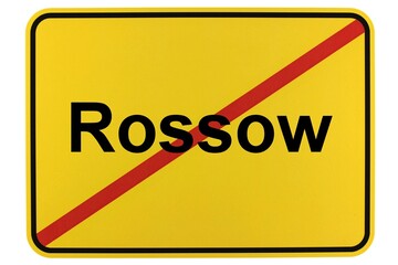 Illustration eines Ortsschildes der Gemeinde Rossow in Mecklenburg-Vorpommern