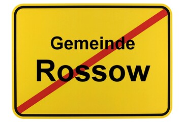 Illustration eines Ortsschildes der Gemeinde Rossow in Mecklenburg-Vorpommern