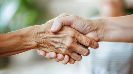 kindness and helping in tough time, two hands shaking