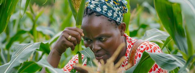 African woman working on plantation