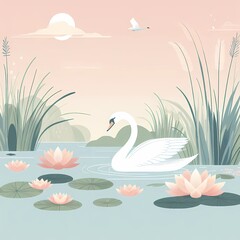 Obraz premium Simple and minimalist goose bacground,Generative AI