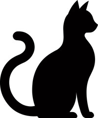 Silhouette of sitting pet. Cat style logo or icon illustration