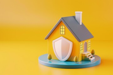 3d illustration of house insurance