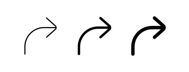 Obraz premium Vector turn right arrow chevron icon. Black, white background. Perfect for app and web interfaces, infographics, presentations, marketing, etc.