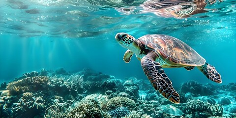 Exploring urgent threats to marine turtles symbolizing ocean balance and conservation efforts. Concept Marine Turtles, Ocean Conservation, Threats, Conservation Efforts, Ocean Balance