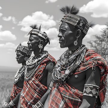 groundbreaking telephoto portraits of maasai tribesmen in kenya with vibrant traditional attire and semiarid backgrounds