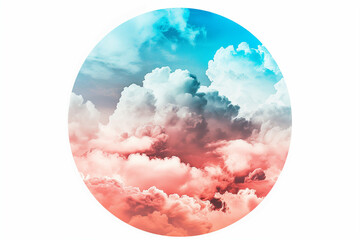 A dreamy landscape with cotton candy clouds and a serene sky, blending vibrant shades of pink and blue, creating a whimsical and peaceful atmosphere