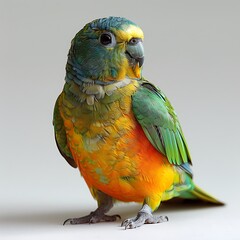 adult female Orangebellied Parrot Neophema chrysogaster with green and orange plumage native to Australia Oceania