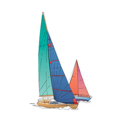 Sailboat in the sea, summer adventure, active vacation. Seagoing vessel, marine ship or nautical caravel. water transport in the ocean for sailor and