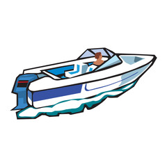 Speed boat or power boat isolated on white background illustration in EPS10