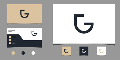 Letter G logo design with creative concept and business card. Premium Vector