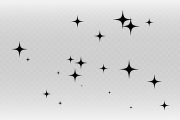 Shooting Star Black. Shooting star with an elegant star trail on a white background. Festive star sprinkles, powder. Vector png.	