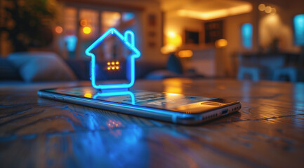 Smart Home Technology Concept with Hologram