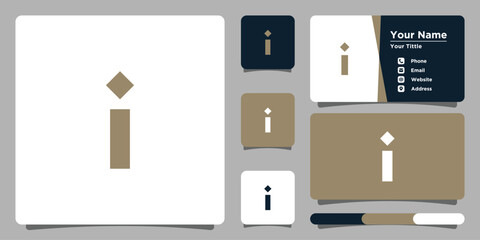 Letter I logo design with creative concept and business card. Premium Vector