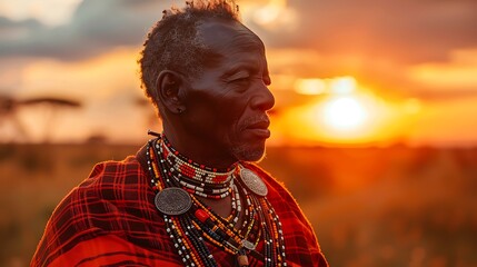 Obraz premium Portraits of Maasai people natural light golden hour