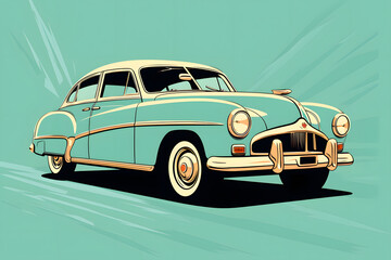 vintage style car illustration pop art vintage car art illustrated