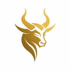 a minimalist golden Bull logo vector art illustration   icon logo