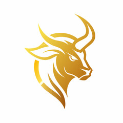 a minimalist golden Bull logo vector art illustration   icon logo