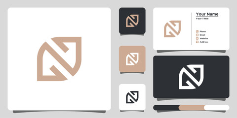 Letter N logo design with creative concept and business card. Premium Vector