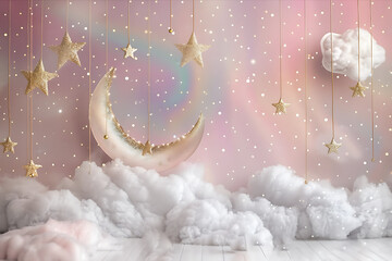 Pastel Dreamy Digital Backdrop for Studio Photography, Cake Smash - Photoshop Overlay and Studio Background