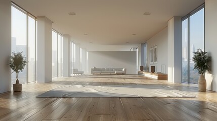 Room With Abundant Windows and Rug on Floor