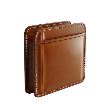 3d rendered dark brown leather wallet money saving salery isolated on white background 