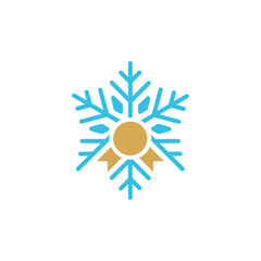 Snowflake Award Logo: Snowflake with a medal icon idea. This logo is suitable for sport, nature, especially arctic based businesses.
