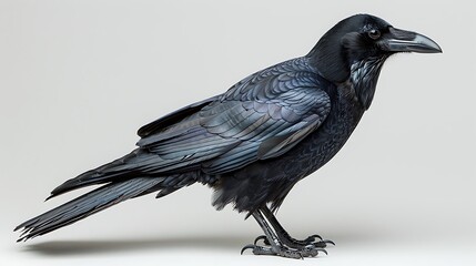 adult male Chatham Raven Corvus moriorum with black plumage extinct native to New Zealand Oceania