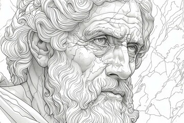 Digital artwork of baroque , wise man coloring page , high quality, high resolution