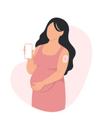 Pregnant women track their blood sugar values ​​on their mobile phones.