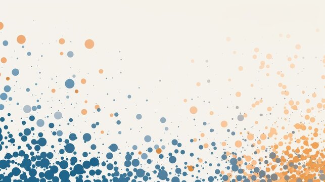 A modern scientific conference poster template featuring a minimalist design with Walnut, Aegean blue, honey, and persimmon orange accents and digital particle decoration.