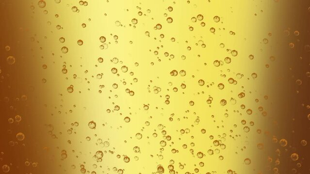 Beautiful Beer Bubbles Rising Up. Loopable Animation of Sparkling Water