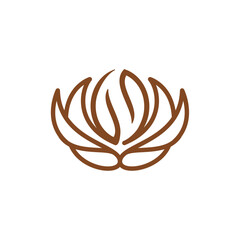 Organic Coffee Lotus Logo: Simple, clean, memorable and minimal style. This logo combines a bean of coffee with Lotus lineart can be used in many various business and any creative industries.