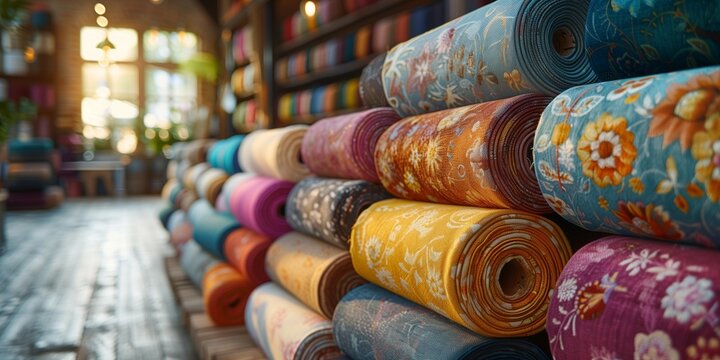Colorful Textiles Market Scene, generative ai