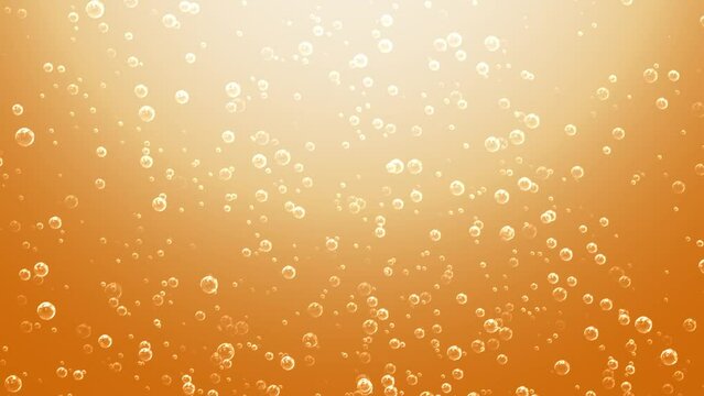 Bubbles float around the golden beer getting poured into a glass, 4K, Loop